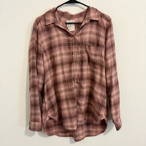 American Eagle Amazingly Soft Oversized Flannel Boyfriend Fit